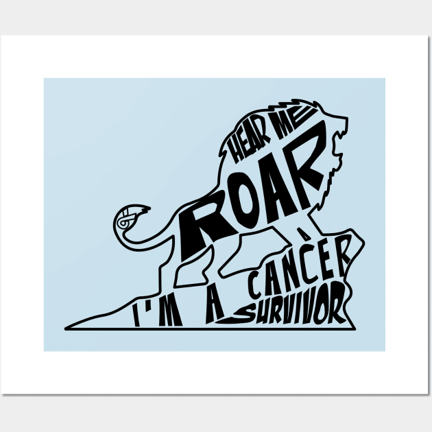 prostate cancer Awareness  light blue ribbon hear me roar I'm a cancer survivor Wall Art by Shaderepublic